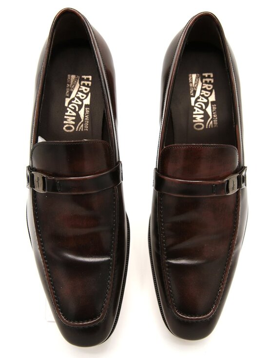 Salvatore Ferragamo Loafers, Brown Burnished Leather Made in Italy main image 7